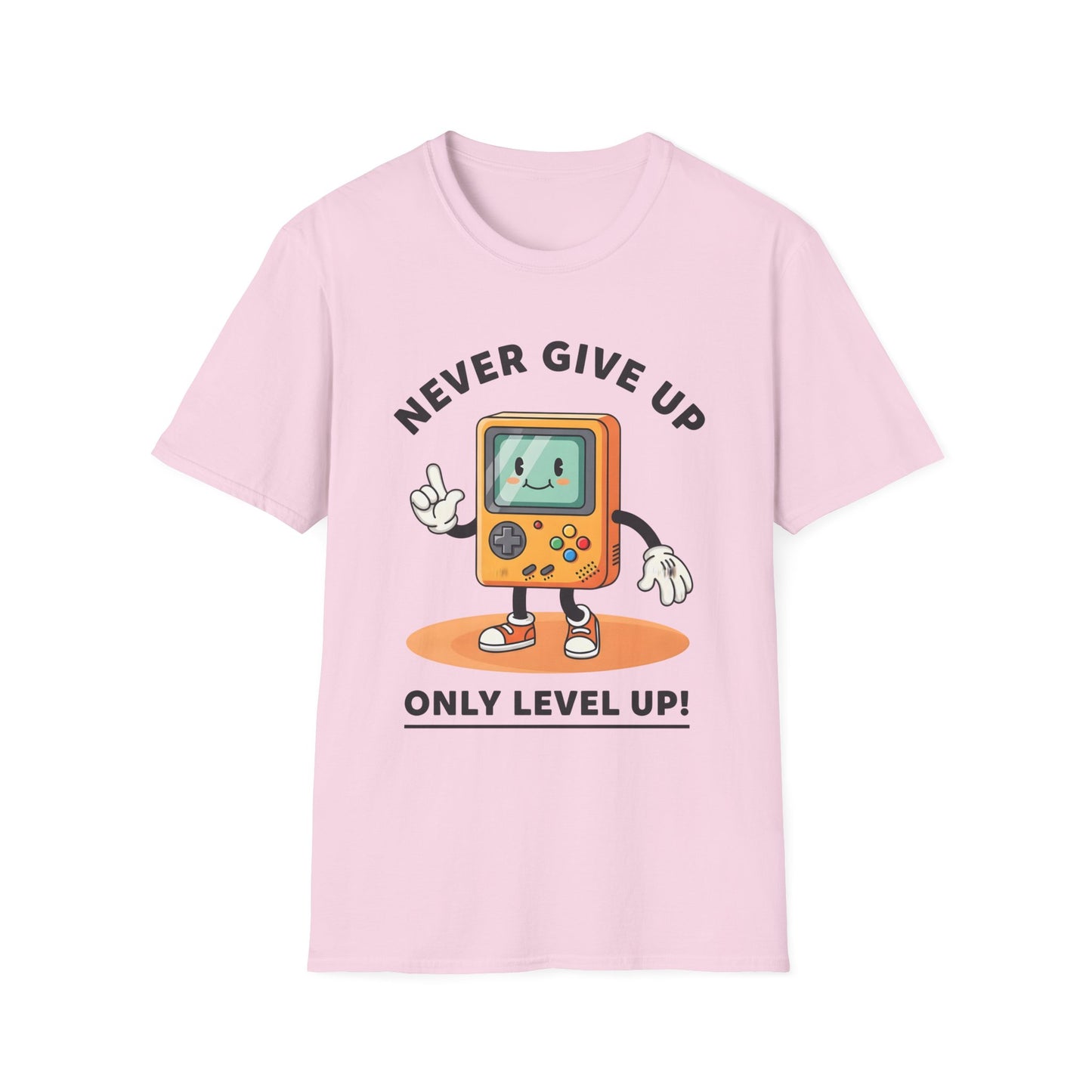 Never Give Up Only Level Up , Unisex Softstyle T-Shirt.