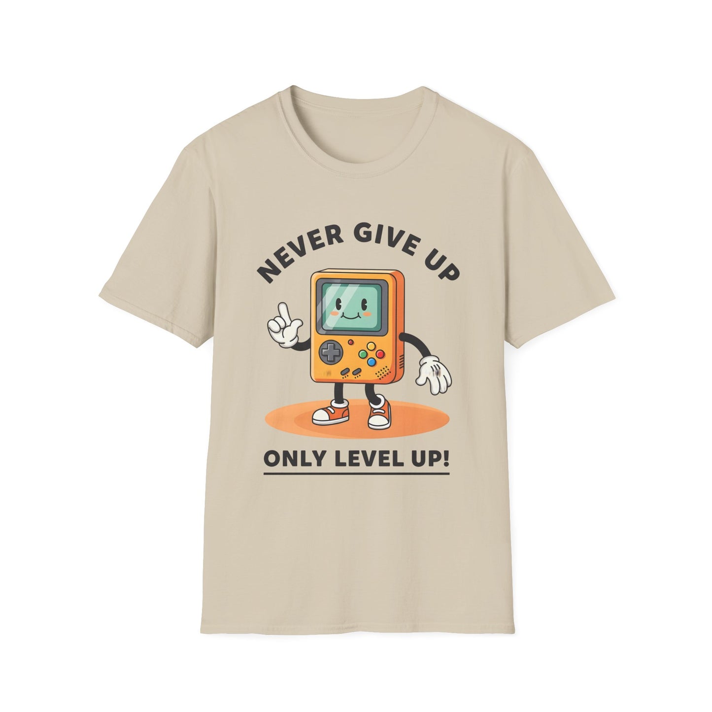 Never Give Up Only Level Up , Unisex Softstyle T-Shirt.