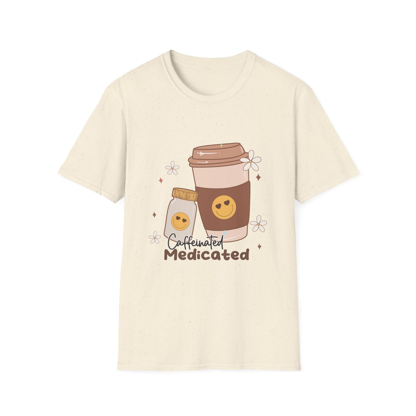 Caffeinated Medicated , Unisex Softstyle T-Shirt.