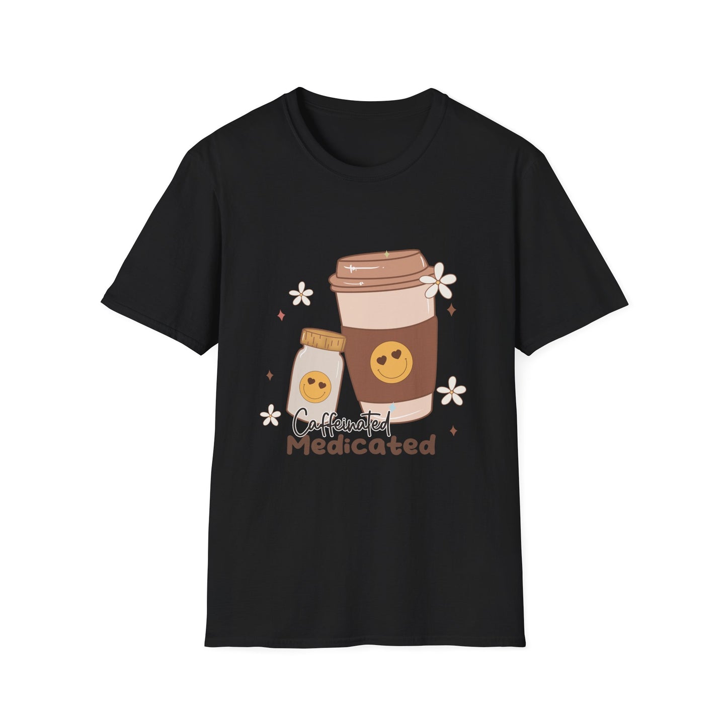Caffeinated Medicated , Unisex Softstyle T-Shirt.