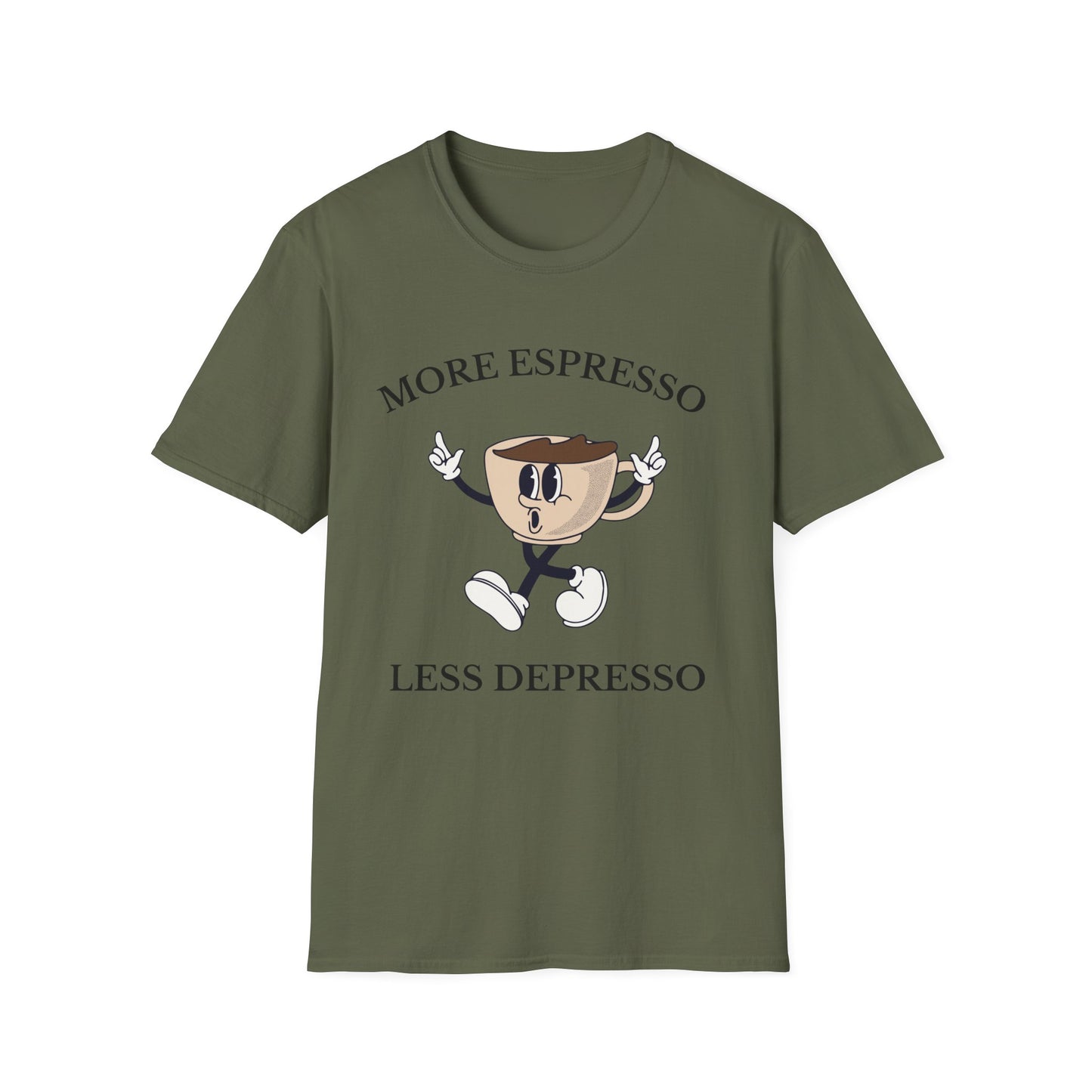 More Espresso Less Depresso , Unisex Softstyle T-Shirt.
