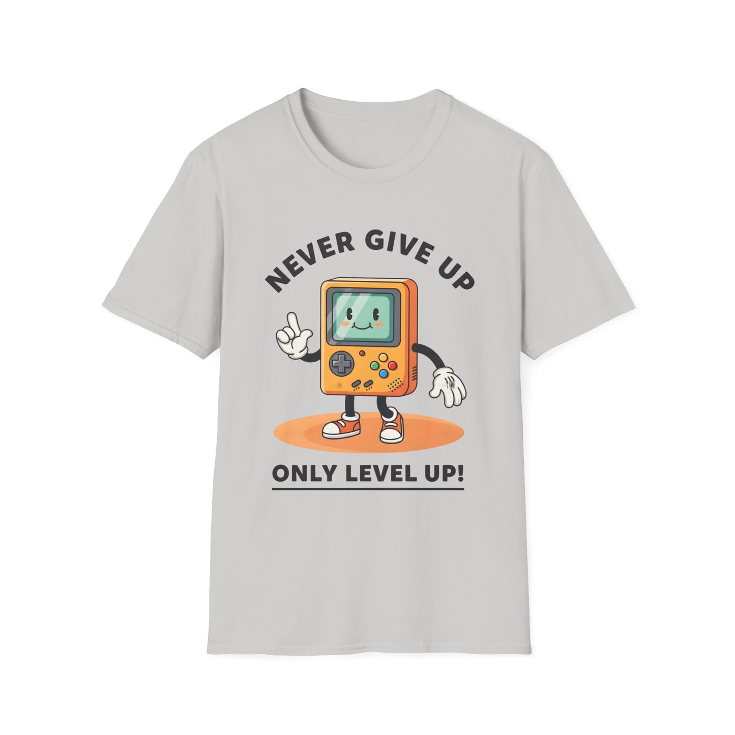 Never Give Up Only Level Up , Unisex Softstyle T-Shirt.