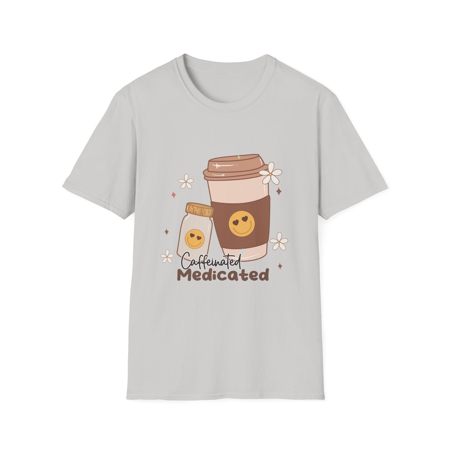 Caffeinated Medicated , Unisex Softstyle T-Shirt.