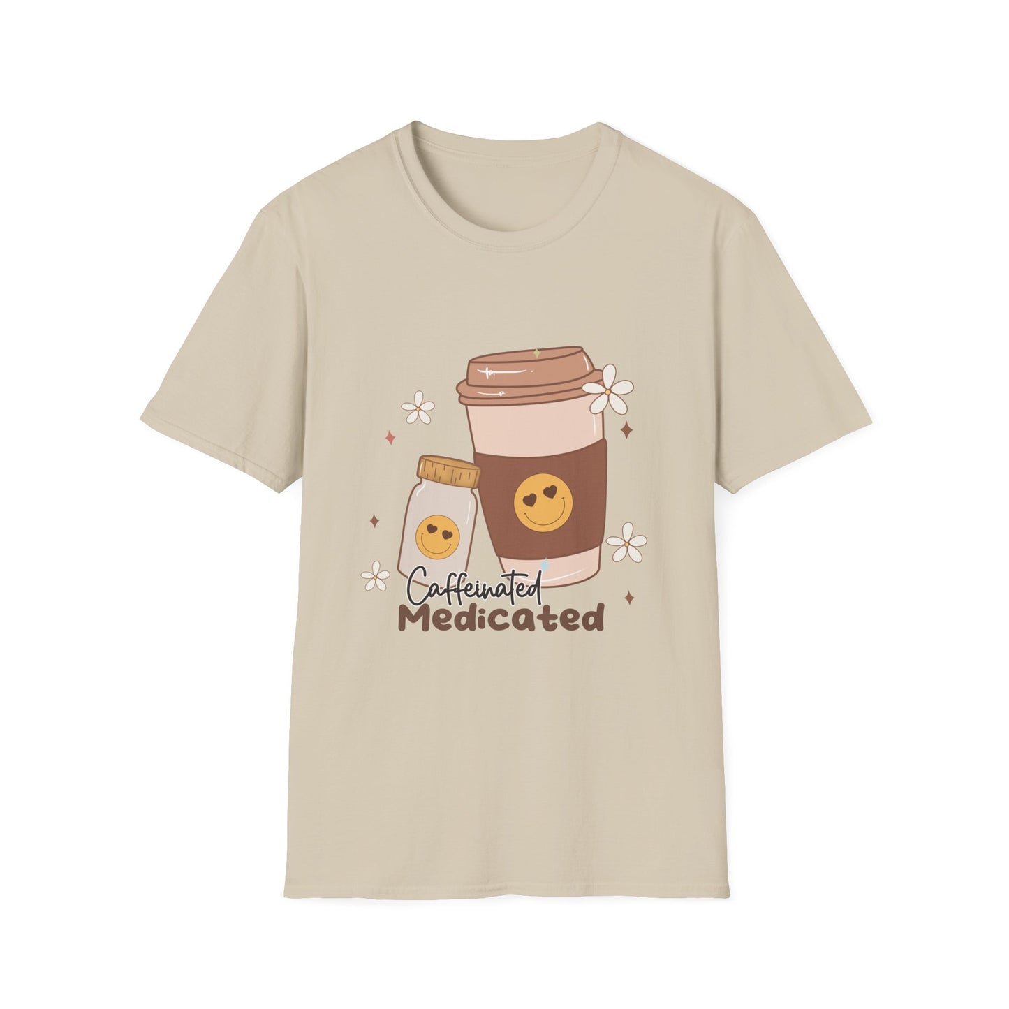 Caffeinated Medicated , Unisex Softstyle T-Shirt.