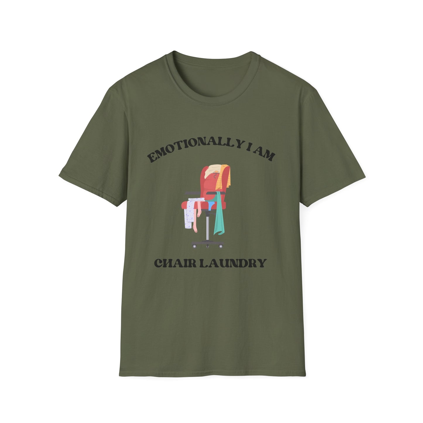 Emotionally I'am Chair laundry, Unisex Softstyle T-Shirt.